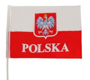 Flaga POLSKA 45x30 z kijem